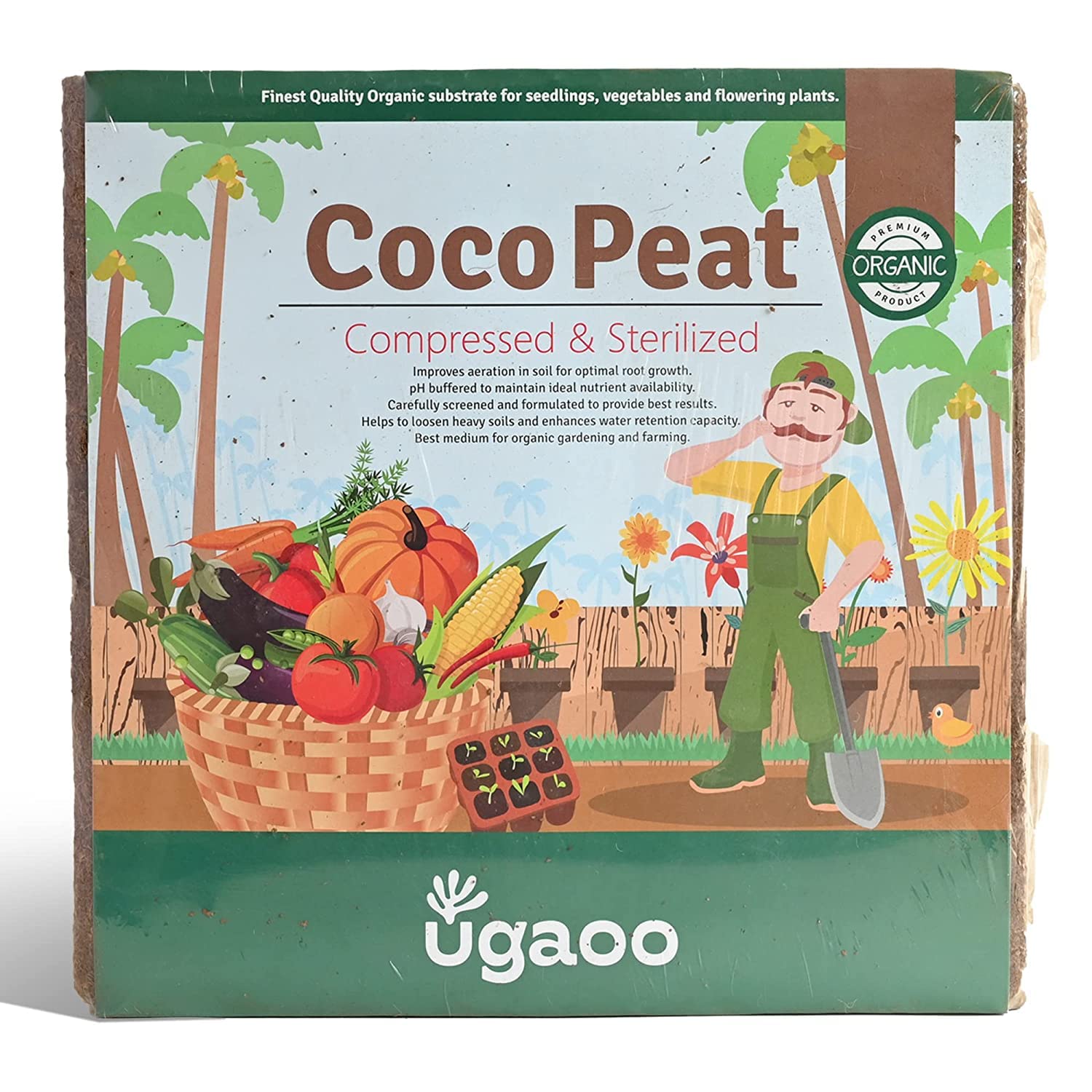 UGAOO Cocopeat Block 5 Kg organic fertilizer for plants India
