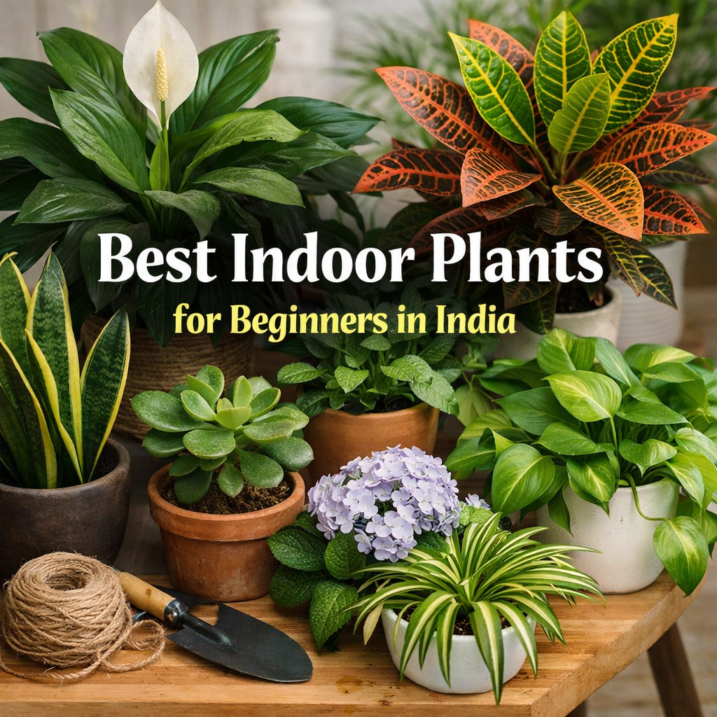 best indoor plants for beginners in India including peace lily, snake plant and money plant