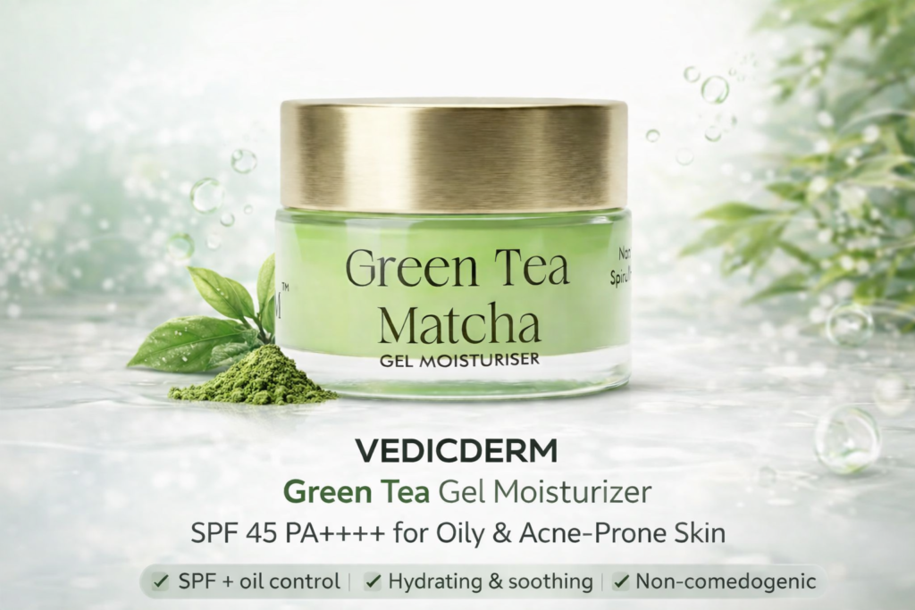 Vedicderm Green Tea Matcha Gel Moisturizer for Oily Sensitive Skin in India